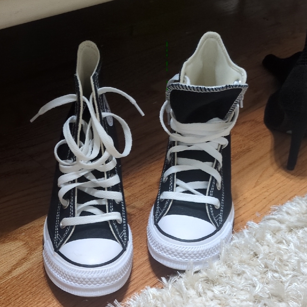Classic Black and White Kids High-Top Sneakers